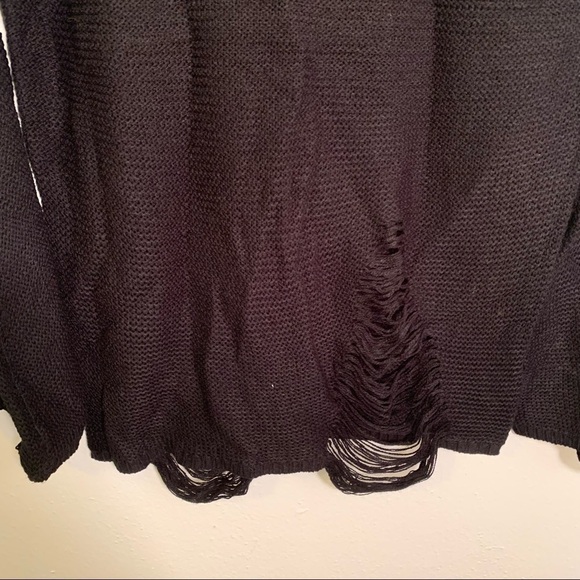 Say What? Mock Neck Sweater Black Ripped - Picture 5 of 10